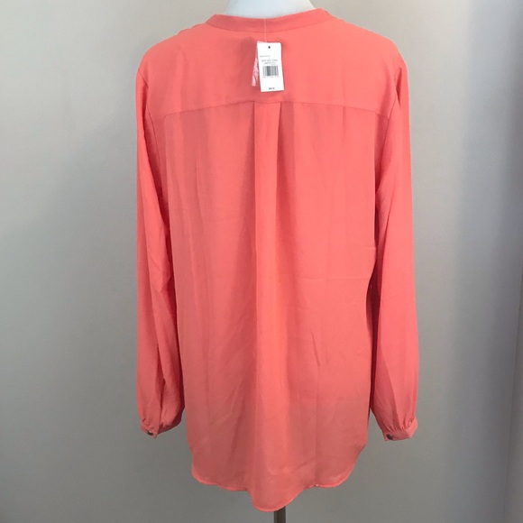 The Limited Two Pocket Zip Front Blouse - Coral -L - Picture 6 of 7
